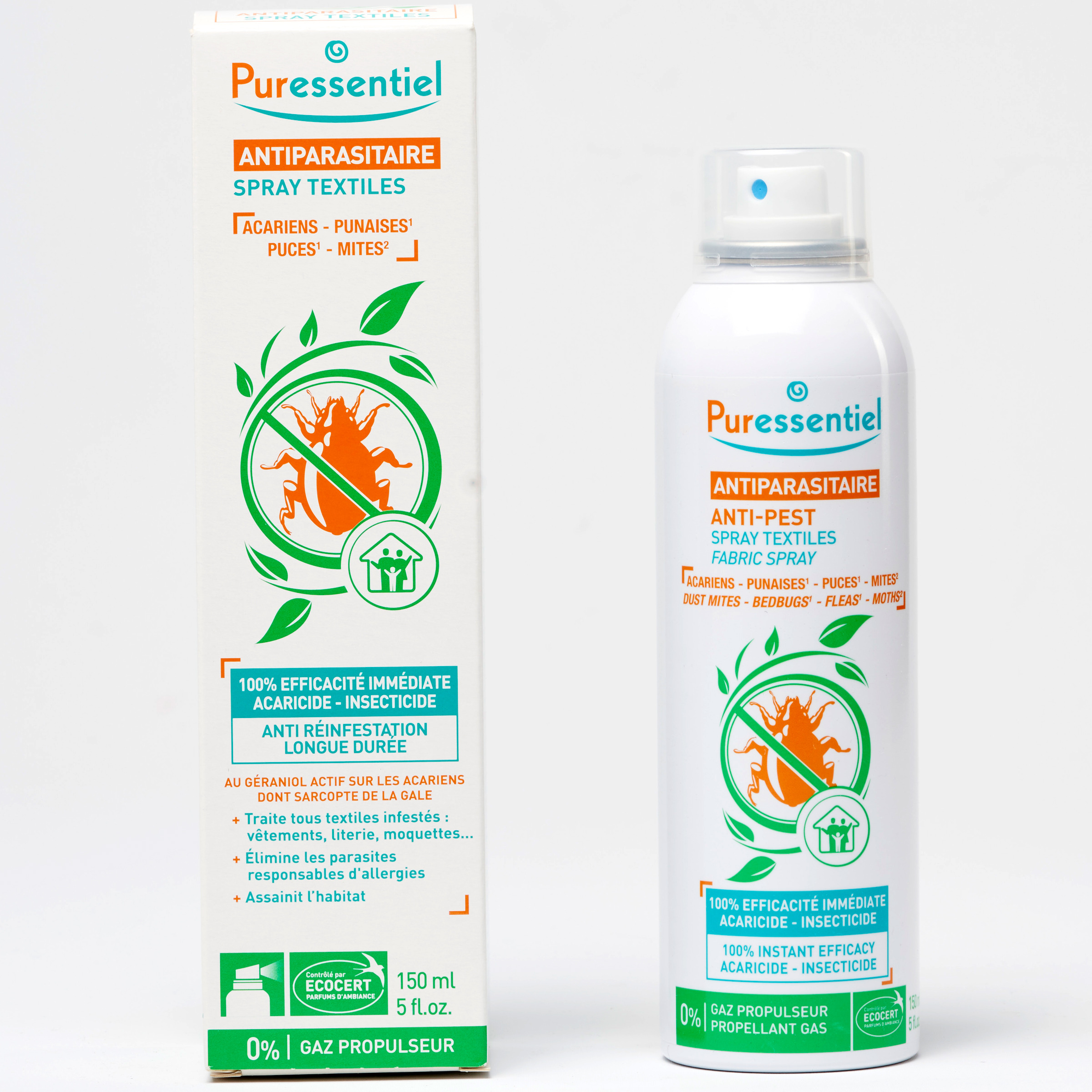 PURESSENTIEL Spray Textiles anti acariens puces (150ml) Pharmacie Veau