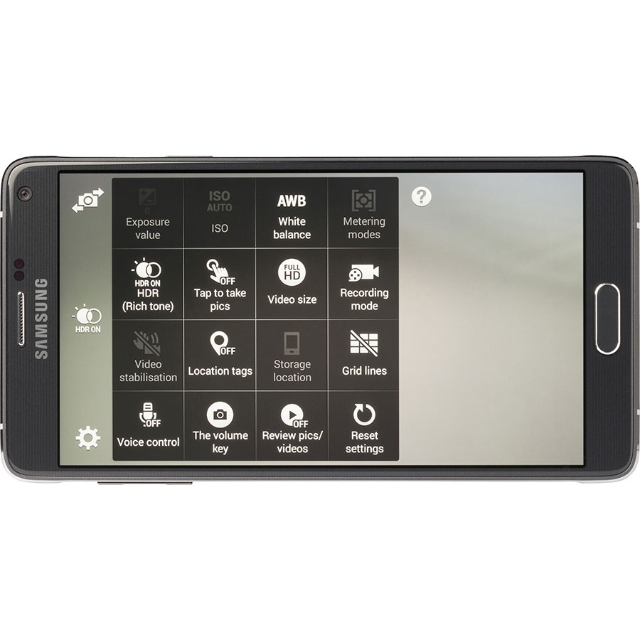 Samsung Galaxy Note 4 - Ecran de commandes de la fonction appareil photo