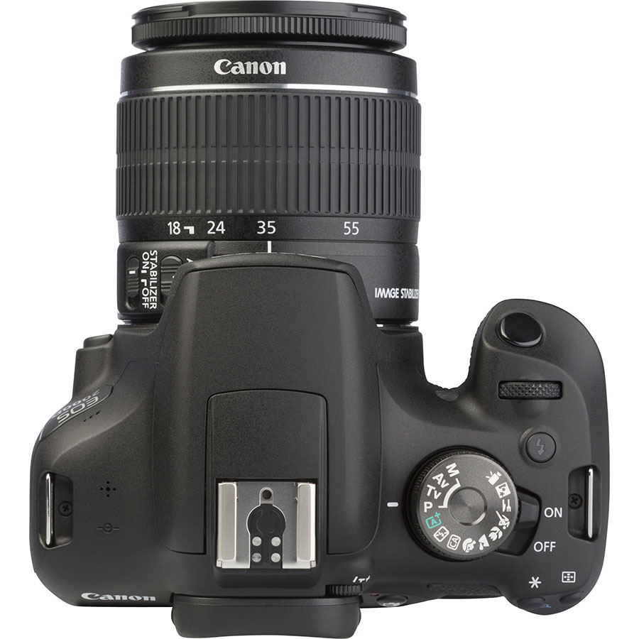 Canon EOS 2000D + EF-S 18-55 mm IS II - Vue du dessus