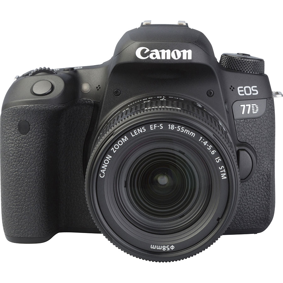 Canon EOS 77D + EF-S 18-55 mm F4-5,6 IS STM - Autre vue de face