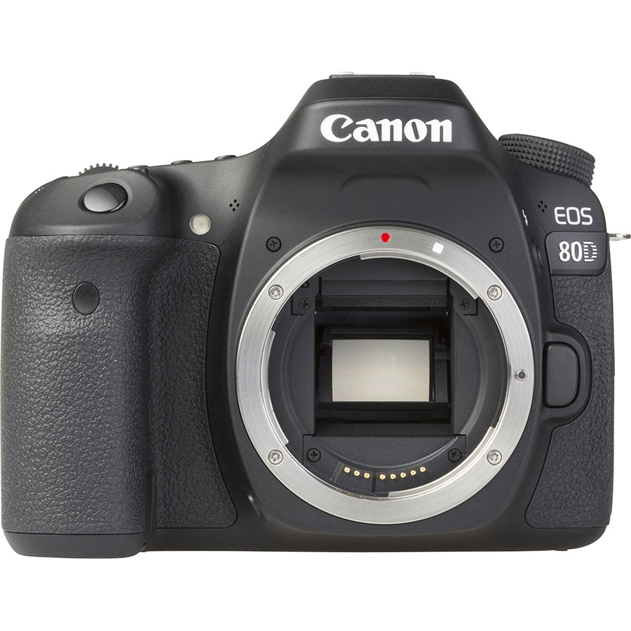 Canon EOS 80D + EF-S 18-55 mm IS STM - Vue de face sans objectif