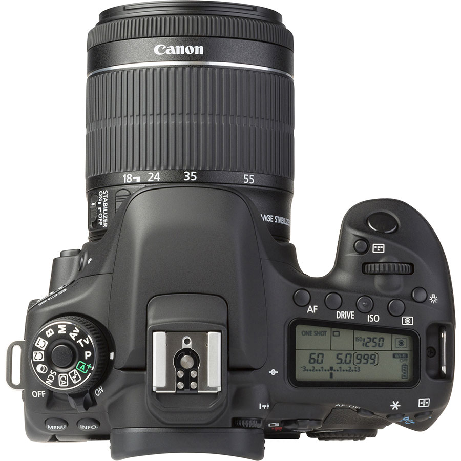 Canon EOS 80D + EF-S 18-55 mm IS STM - Vue du dessus