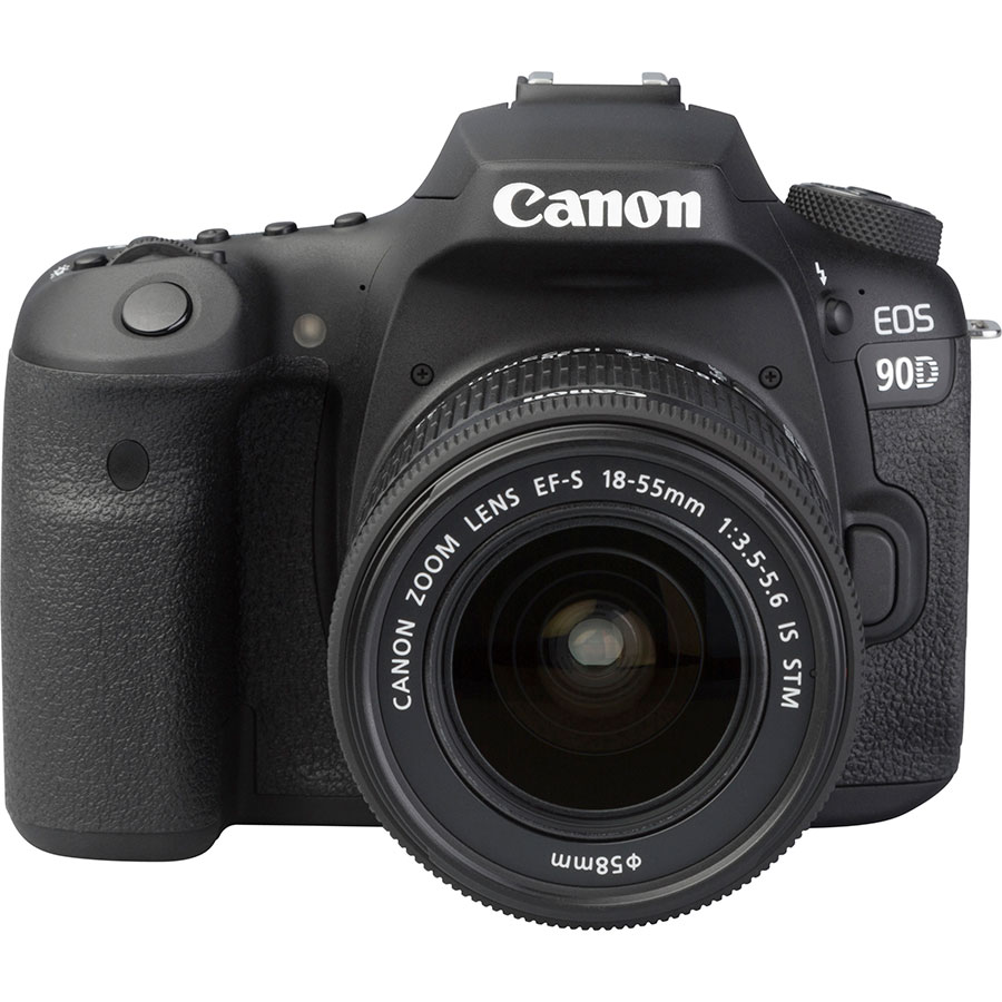 Canon EOS 90D + EF-S 18-55 mm f/3.5-5.6 IS STM - Vue de face