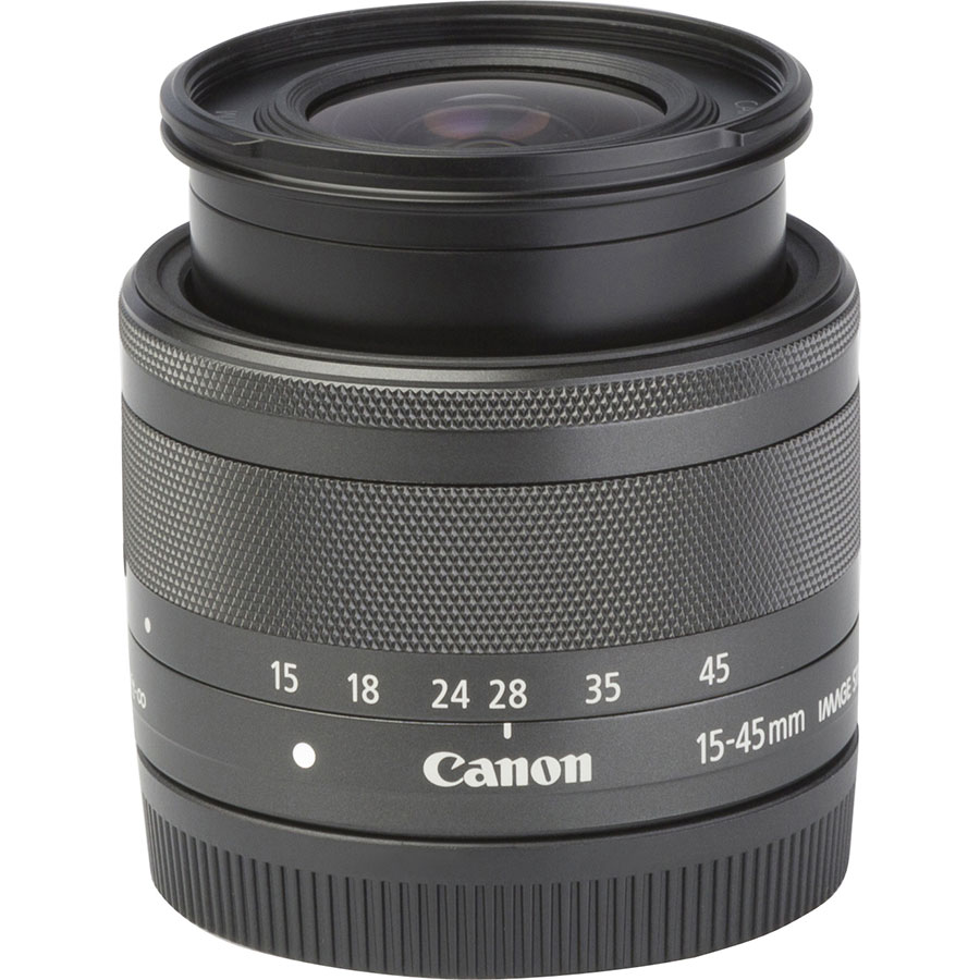 Canon EOS M100 + EF-M 15-45 mm IS STM - Vue de l'objectif