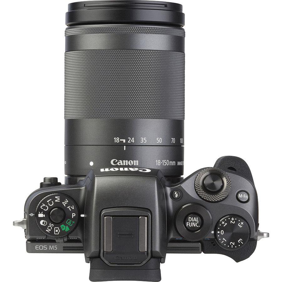 Canon EOS M5 + EF-M 18-150 mm IS STM - Vue du dessus