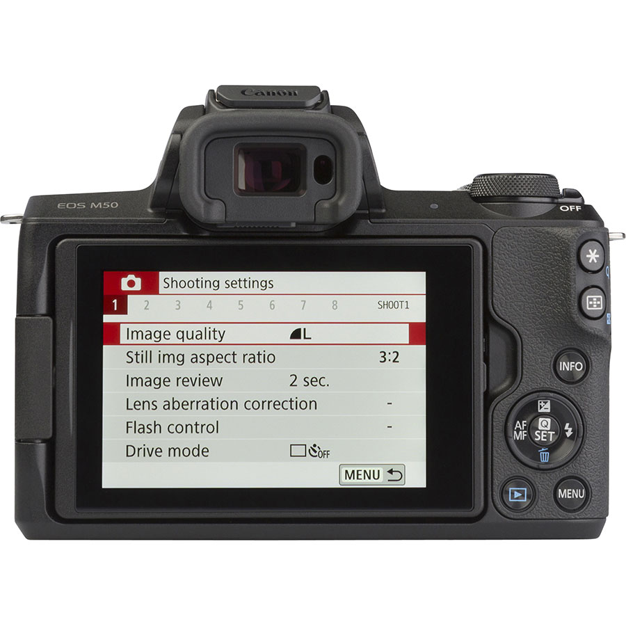 Canon EOS M50 + EF-M 15-45 mm IS STM - Vue de dos