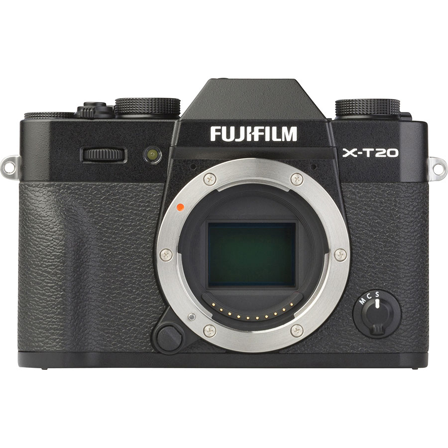 Fujifilm X-T20 + Fujinon Super EBC XF 18-55 mm R LM OIS - Vue de face sans objectif