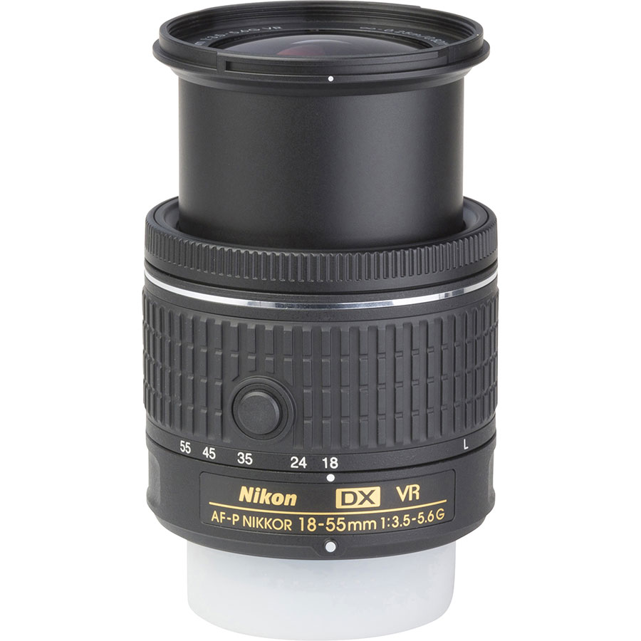 Nikon D3500 + AF-P DX Nikkor 18-55 mm G VR - Vue de l'objectif
