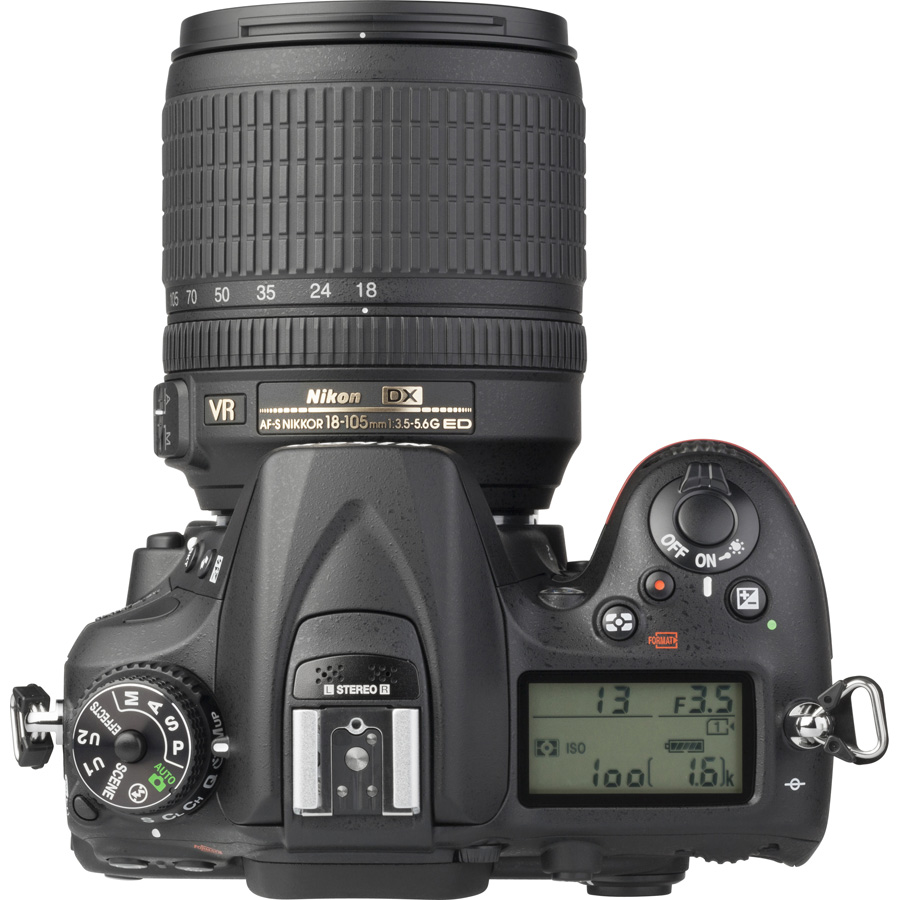 Nikon D7200 + AF-S DX Nikkor 18-105 mm G ED VR - Vue du dessus
