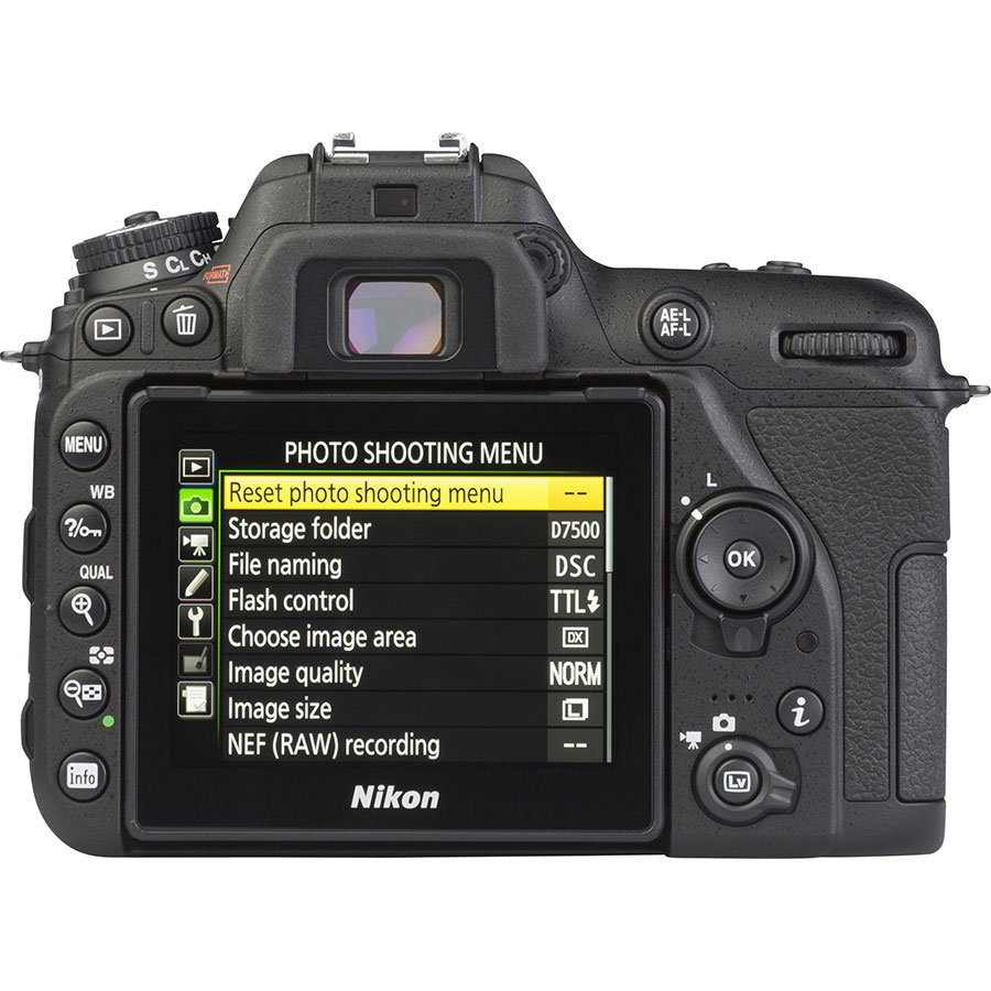 Nikon D7500 + AF-S DX Nikkor 18-140 mm G ED VR - Vue de dos