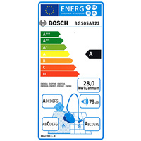 Bosch BGS05A322 GS05 Cleann'n - Étiquette énergie