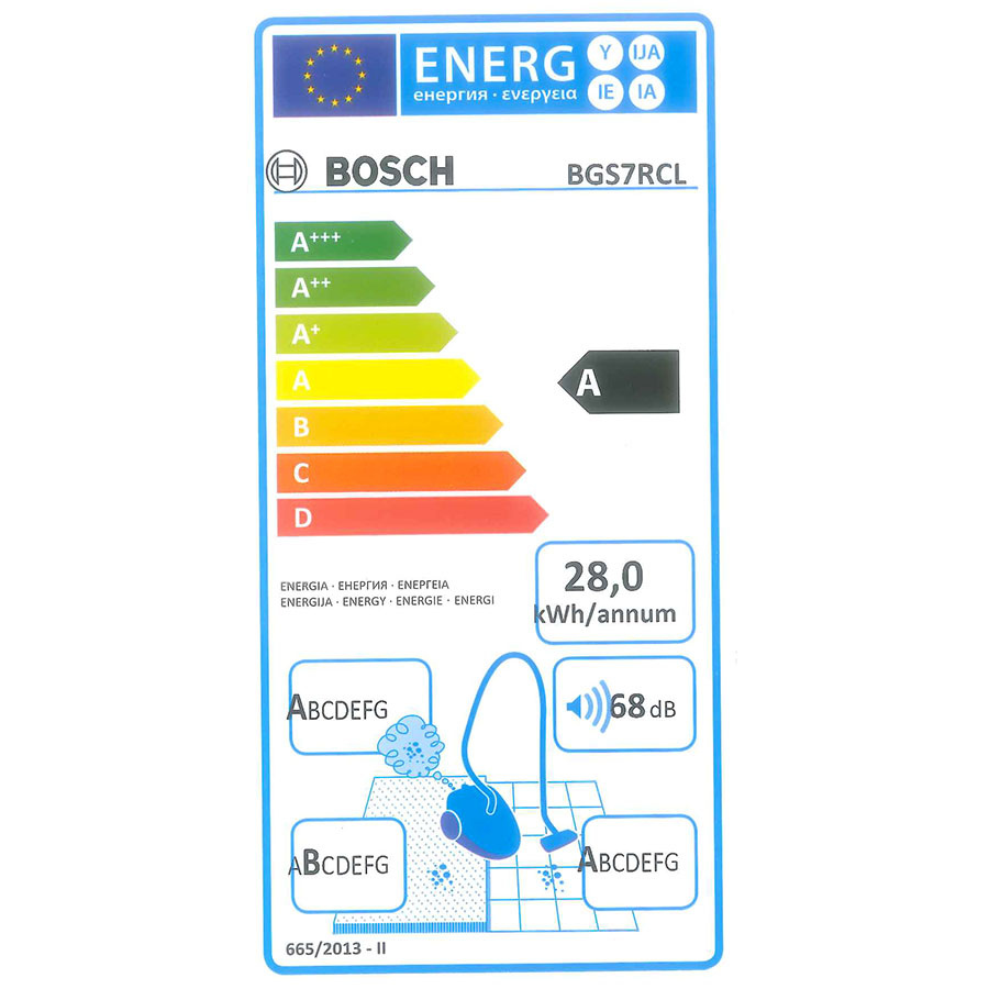 Bosch BGS7RCL Relaxx'x Ultimate - Étiquette énergie