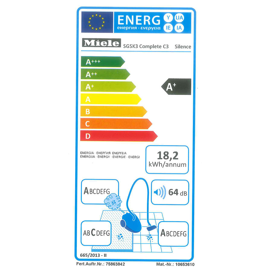 Miele Complete C3 Silence SGSK3 - Étiquette énergie