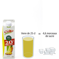 Cidou 100% pur jus ananas
- Nombre de morceaux de sucre par portion