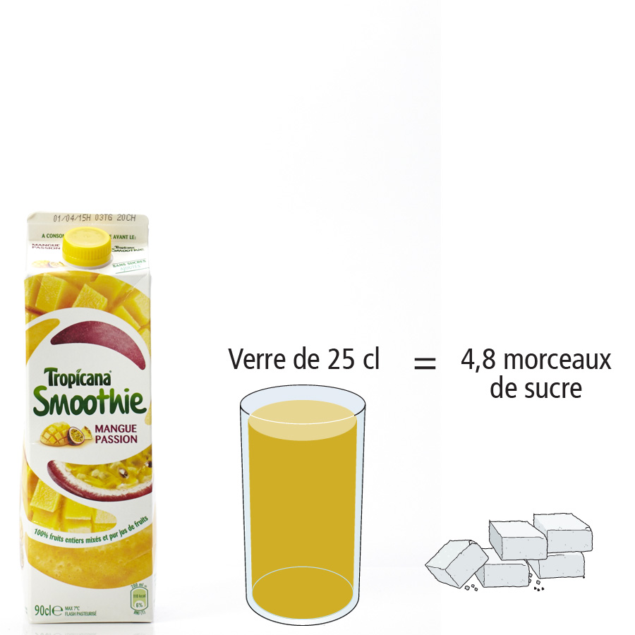 Tropicana Smoothie mangue passion - Nombre de morceaux de sucre par portion