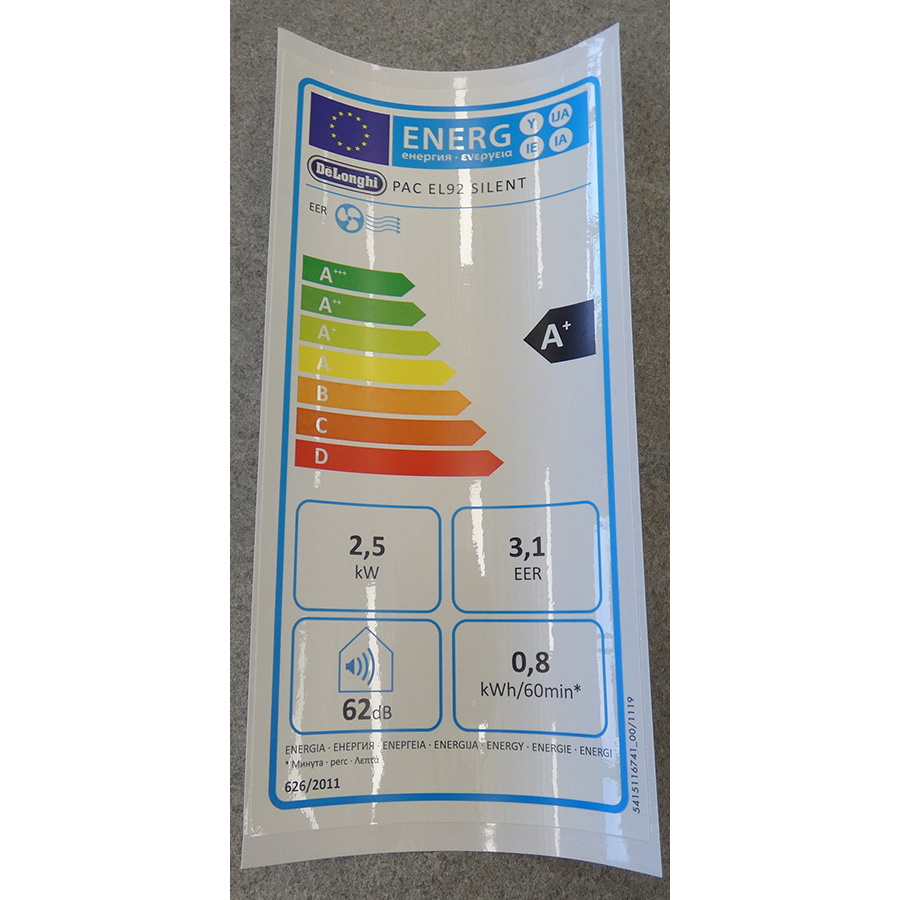 DeLonghi PAC EL92 Silent - Étiquette énergie