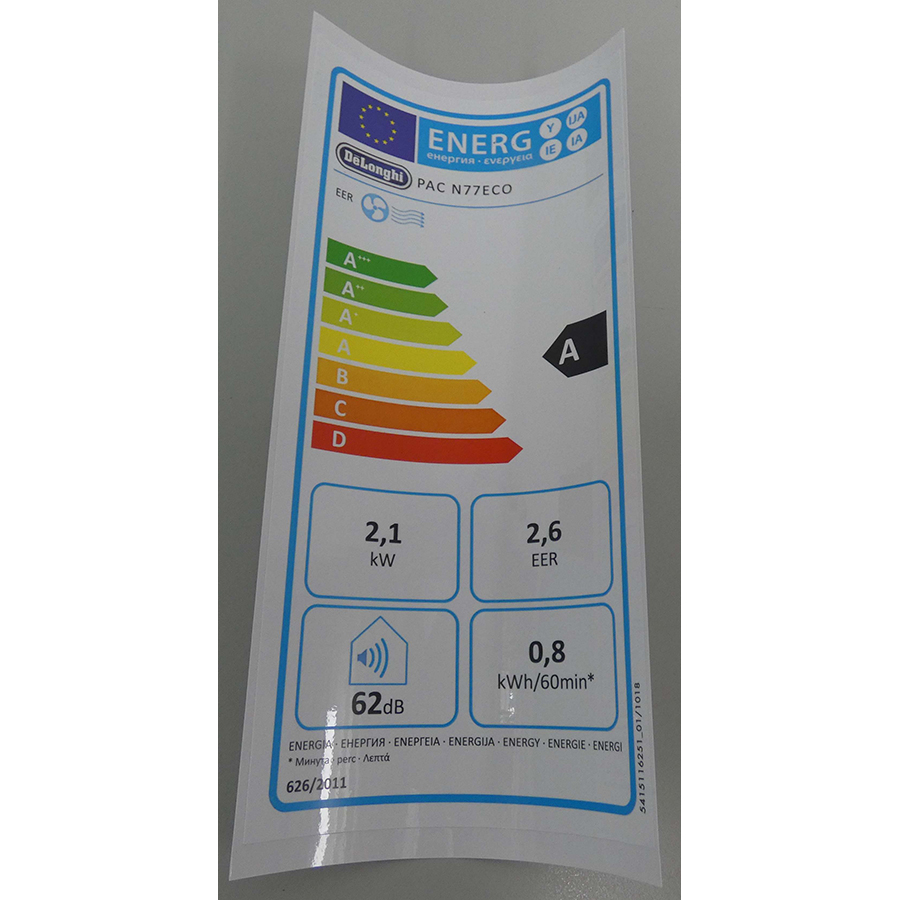 DeLonghi PAC N77 ECO - Étiquette énergie