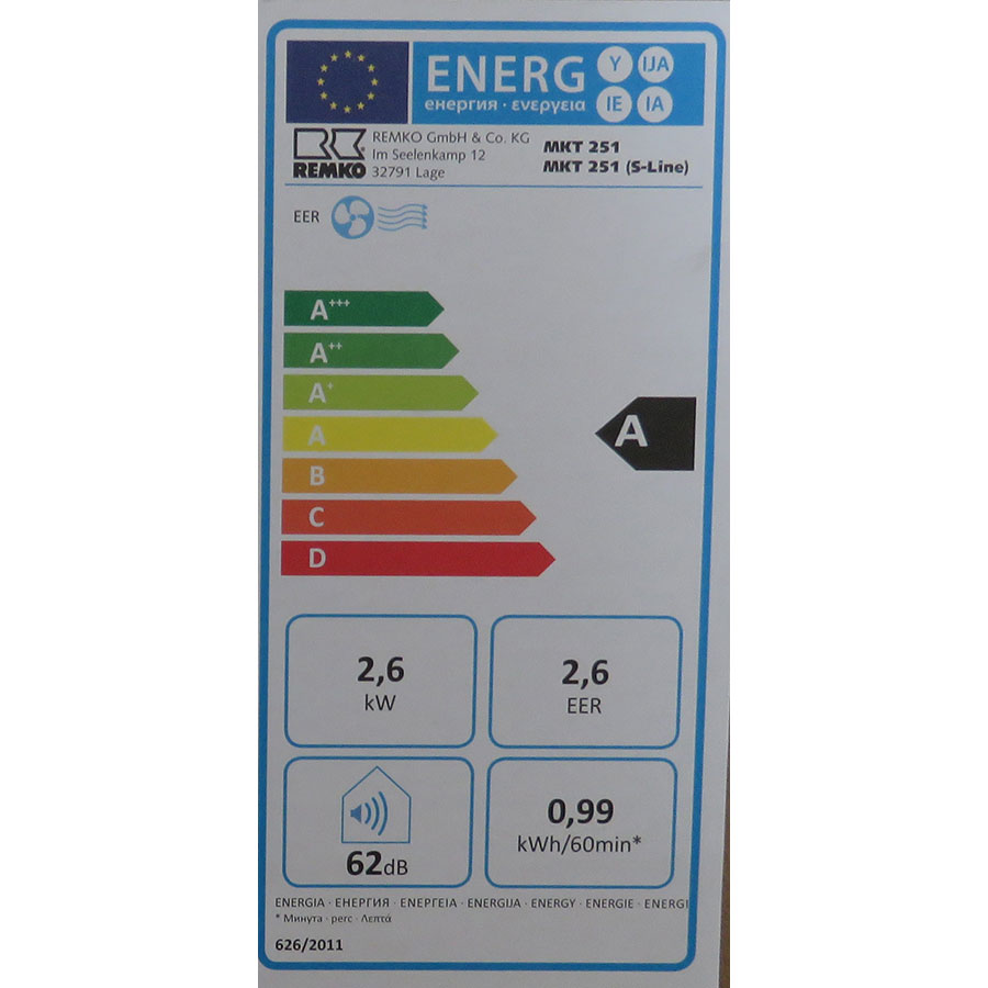 Remko MKT 251 - Étiquette énergie