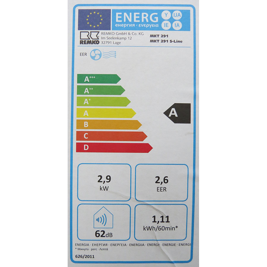 Remko MKT 291 S-Line - Étiquette énergie