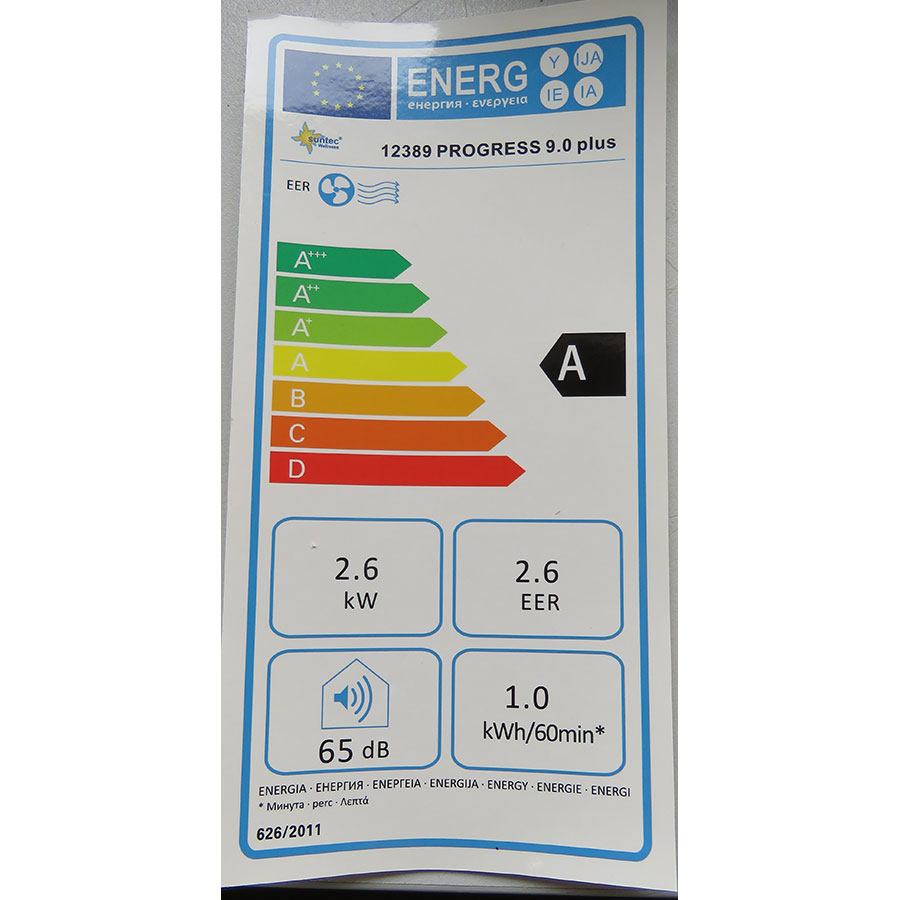 Suntec Wellness Progress 9.0 plus - Étiquette énergie
