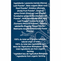 Greenleaf 100 % biologique - Liste des ingrédients de la couleur burgundy