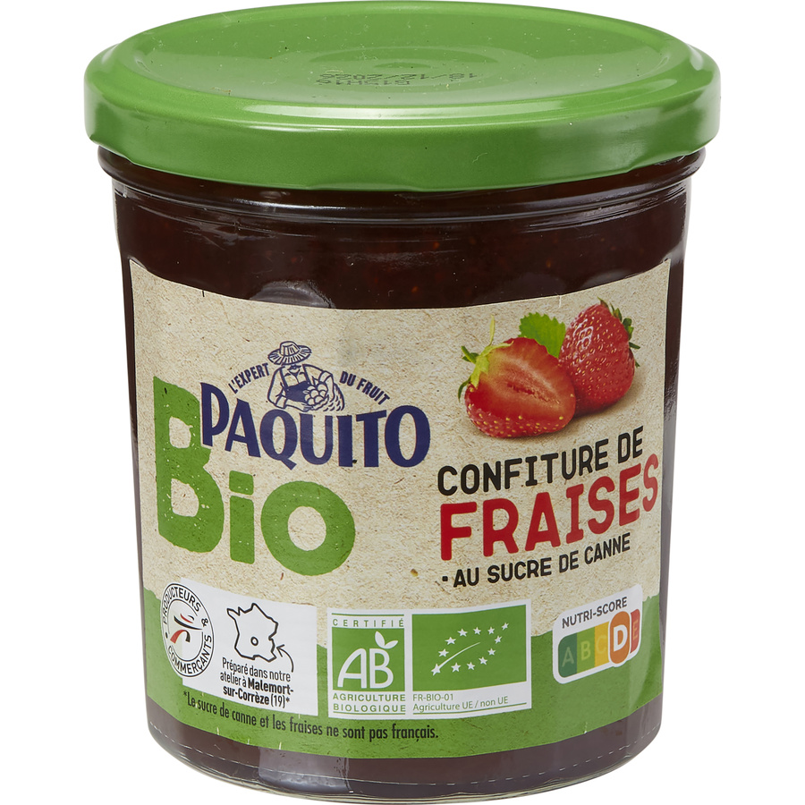 Paquito Bio (Intermarché) Confiture de fraises au sucre de canne 