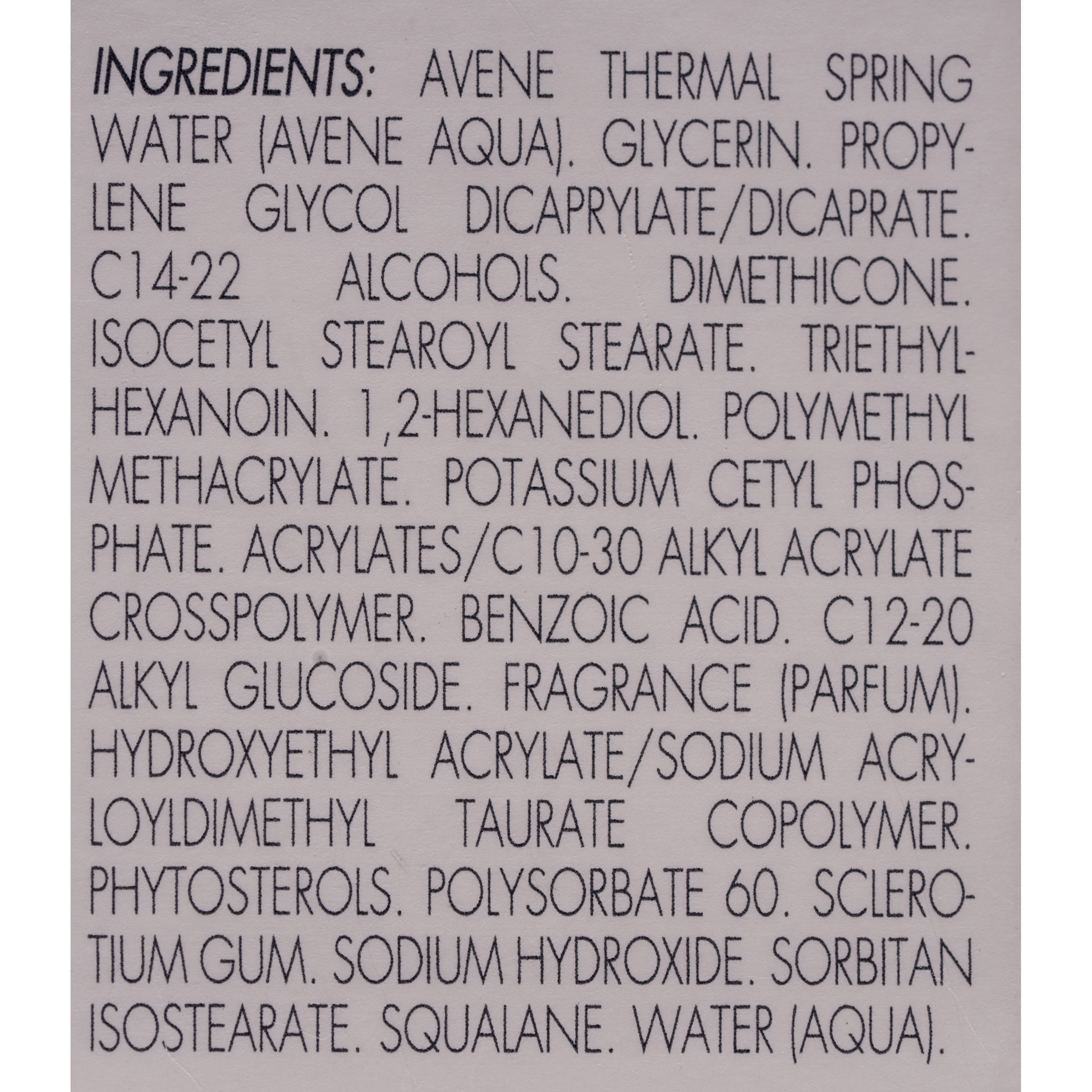 Avène Hydrance légère émulsion hydratante - Liste des ingrédients