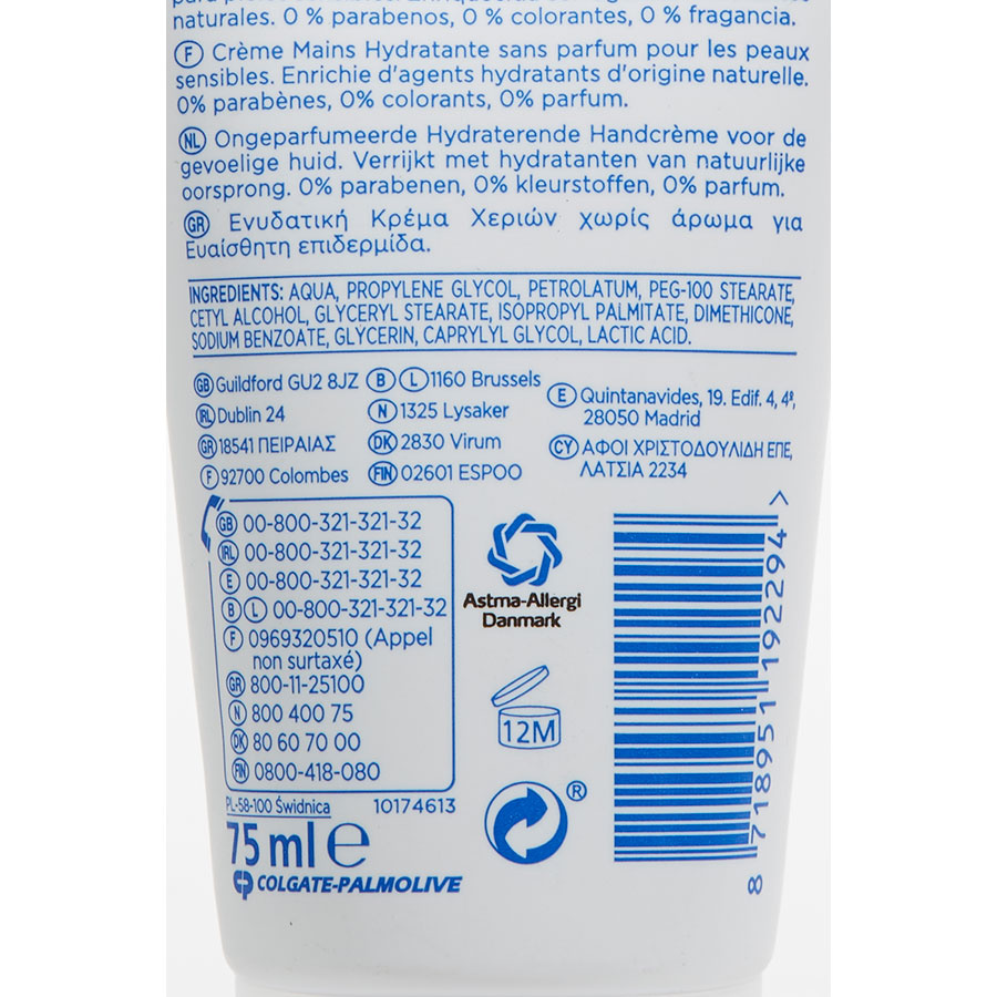 Sanex Moisturising hand cream Zero% - Composition