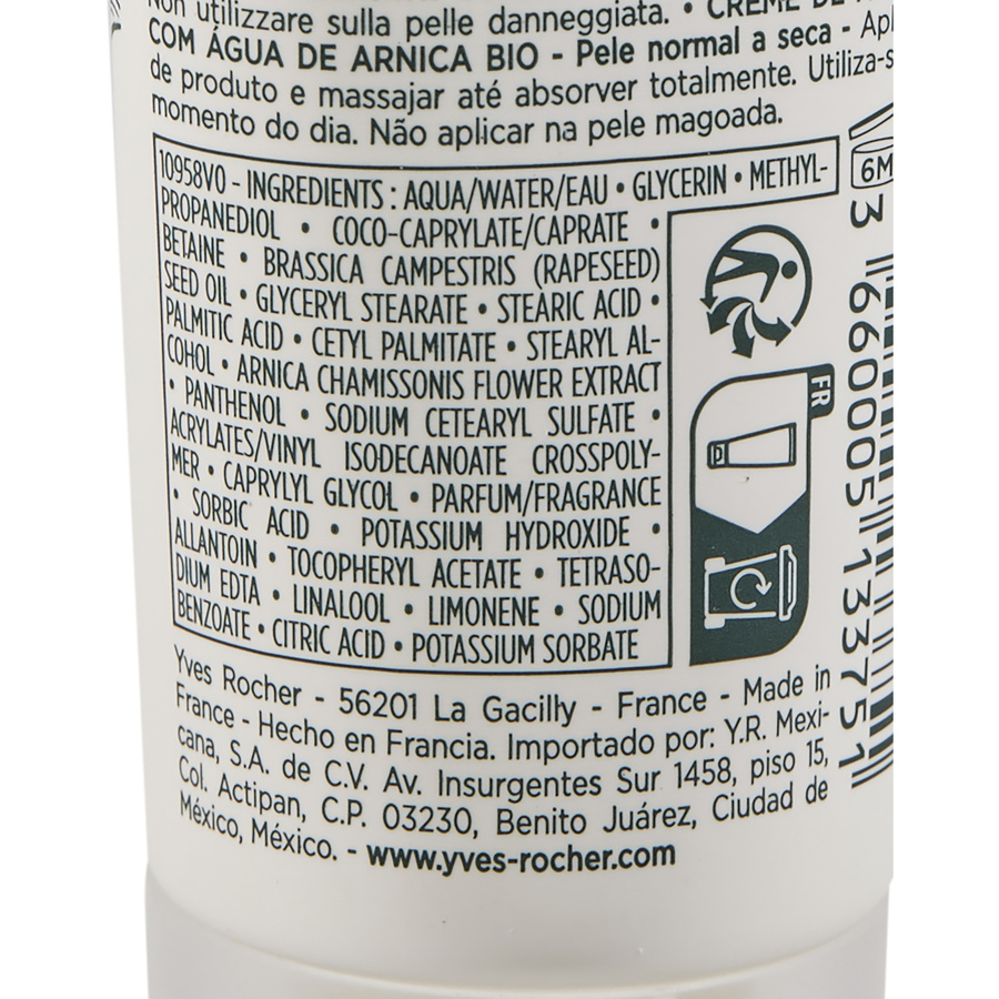 Yves Rocher Eau d’arnica bio nourrissante - Liste des ingrédients
