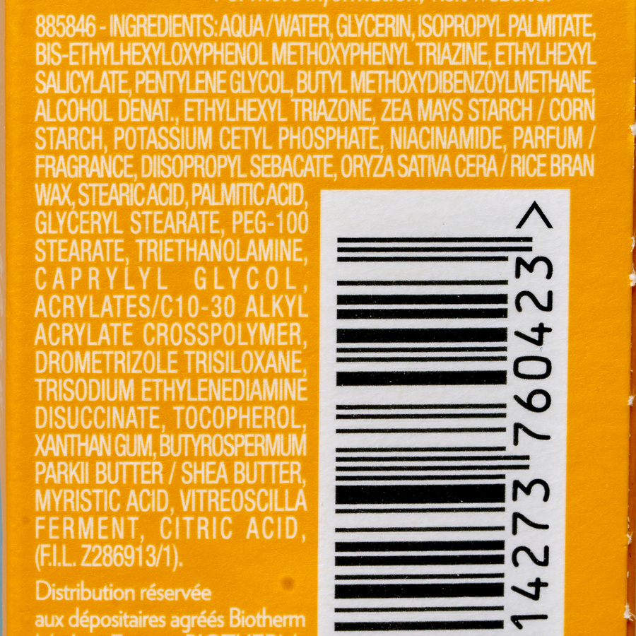 Biotherm Waterlover 50+ - Liste des ingrédients