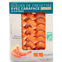 Picard Queues de crevettes avec carapace cuites