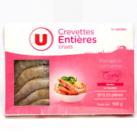 U Crevettes entières crues
