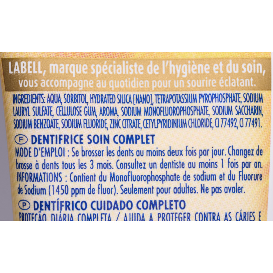 Labell Soin complet - Liste des ingrédients