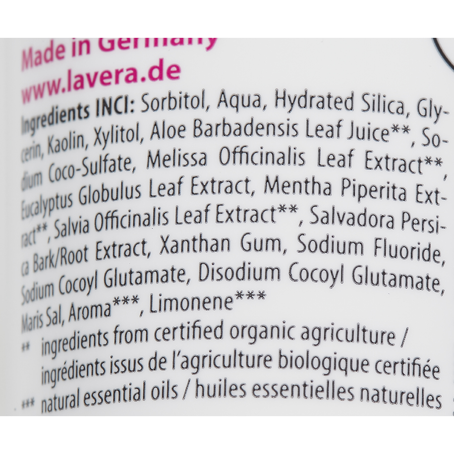 Lavera Complete care green fresh bio - Liste des ingrédients