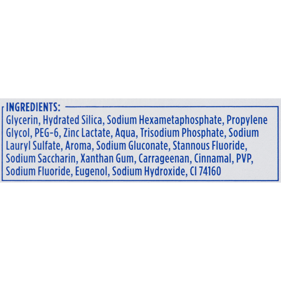 Oral-B Pro expert protection professionnelle - Liste des ingrédients