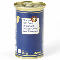 Auchan Bloc de foie gras de canard du Sud-Ouest avec morceaux