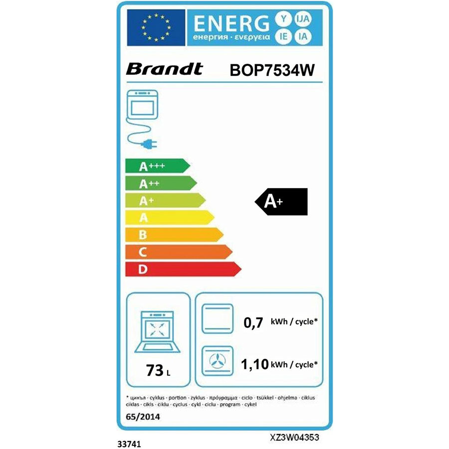Brandt BOP7534W - Étiquette énergie