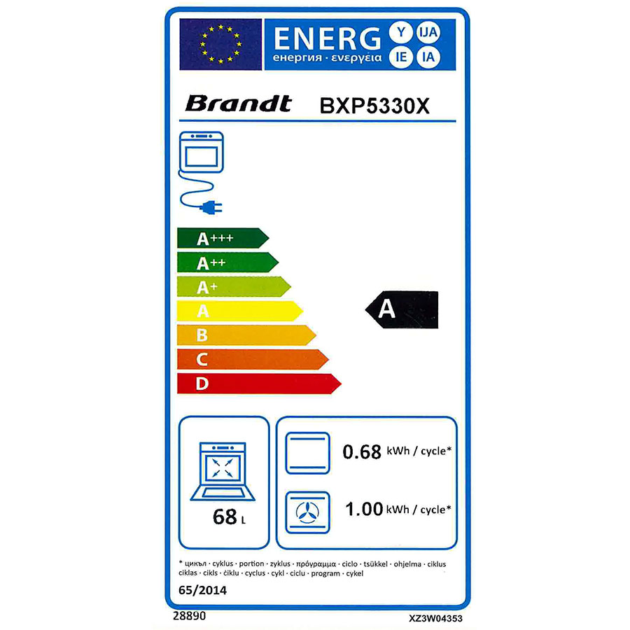 Brandt BXP5330X(*38*) - Étiquette énergie