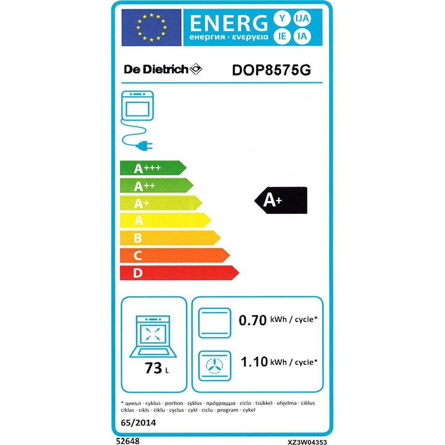 De Dietrich DOP8575G - Étiquette énergie