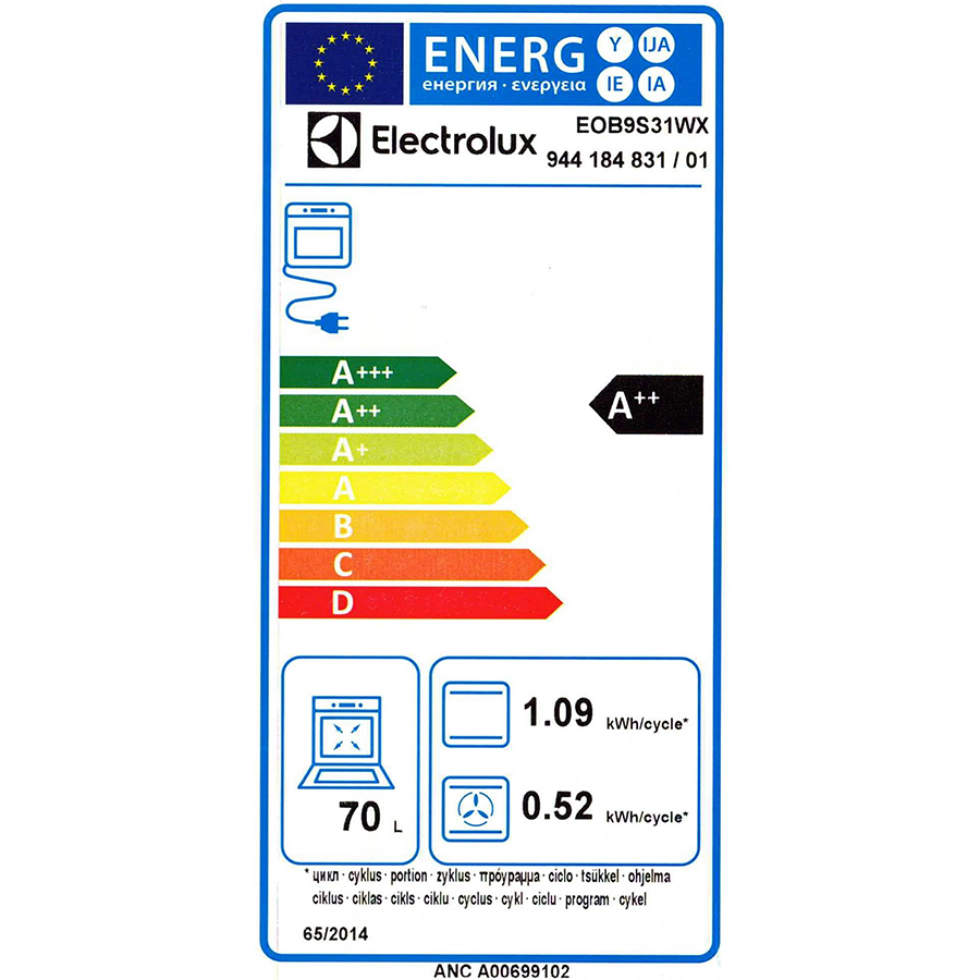 Electrolux EOB9S31WX - Étiquette énergie