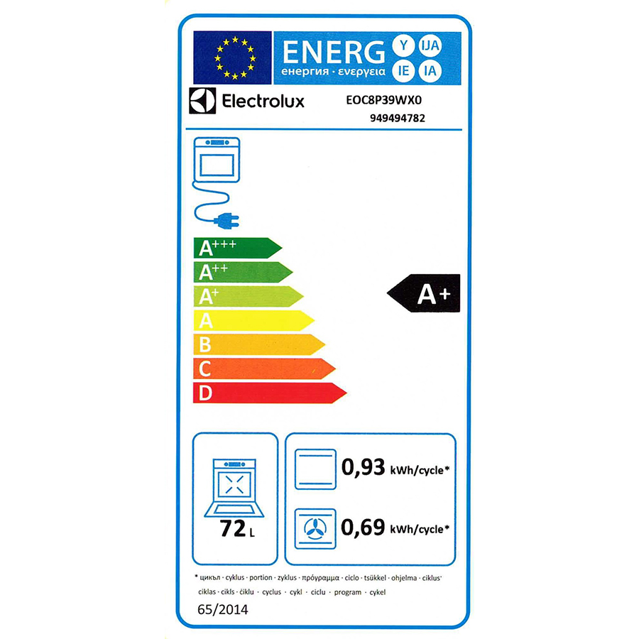 Electrolux EOC8P39WX0 - Étiquette énergie