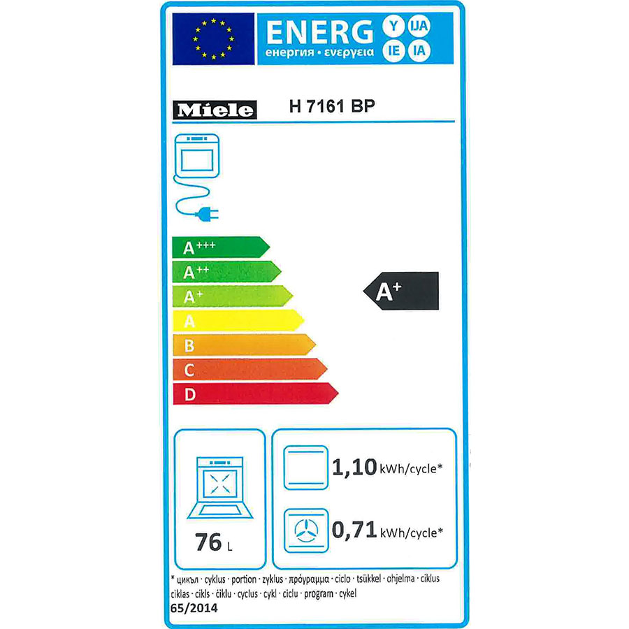 Miele H7161BP - Étiquette énergie