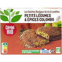 Céréal bio Les Galettes boulgour de riz & lentilles, petits légumes & épices colombo 