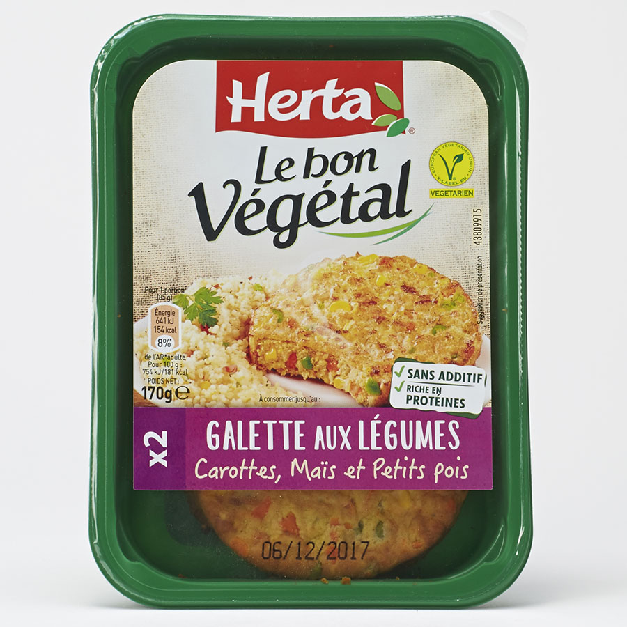 Herta Le bon végétal Galette aux légumes carottes, maïs et petits pois - 