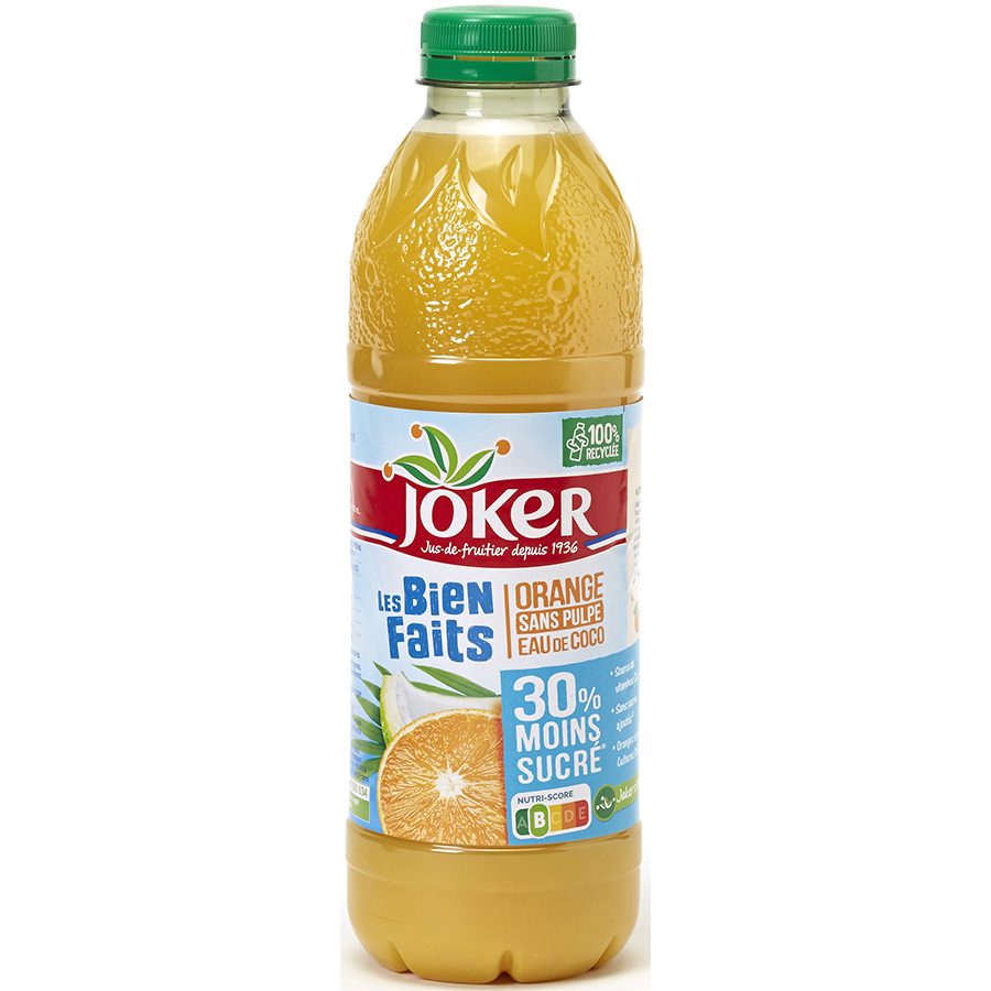 Joker Les Bien Faits Orange sans pulpe eau de coco