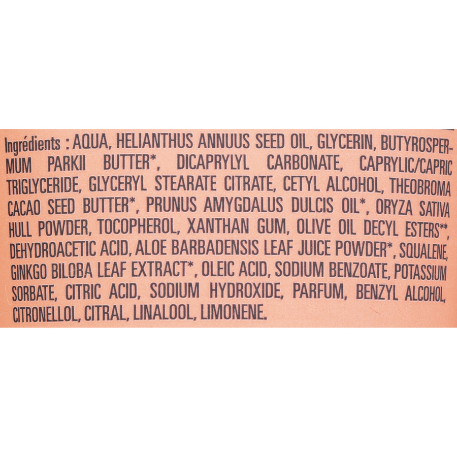 Avril Lait corporel au beurre de karité bio et à l'aloe vera bio - Liste des ingrédients