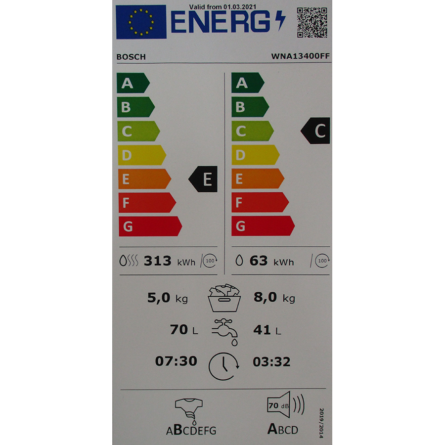 Bosch WNA13400FF - Étiquette énergie
