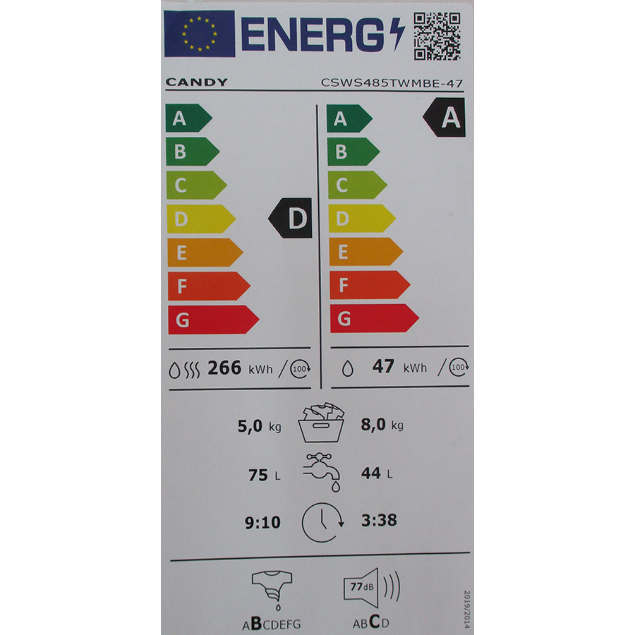 Candy CSWS485TWMBE-47 - Étiquette énergie