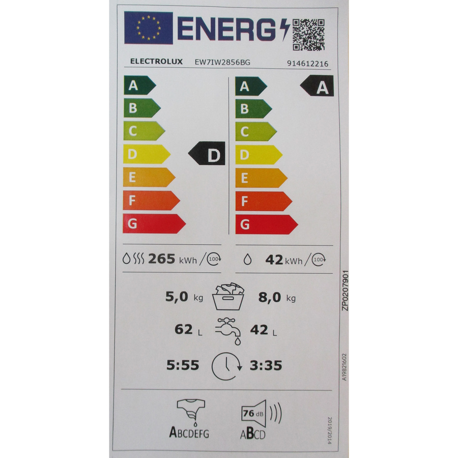 Electrolux EW7IW2856BG - Étiquette énergie