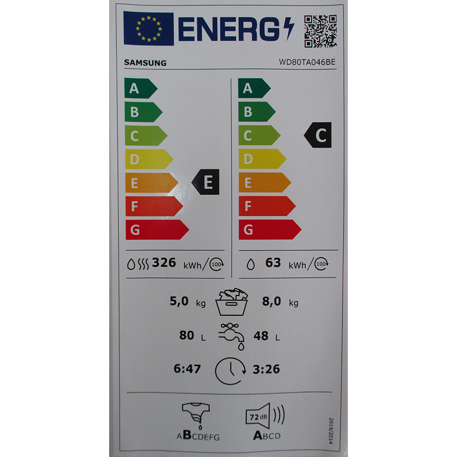 Samsung WD80TA046BE - Étiquette énergie